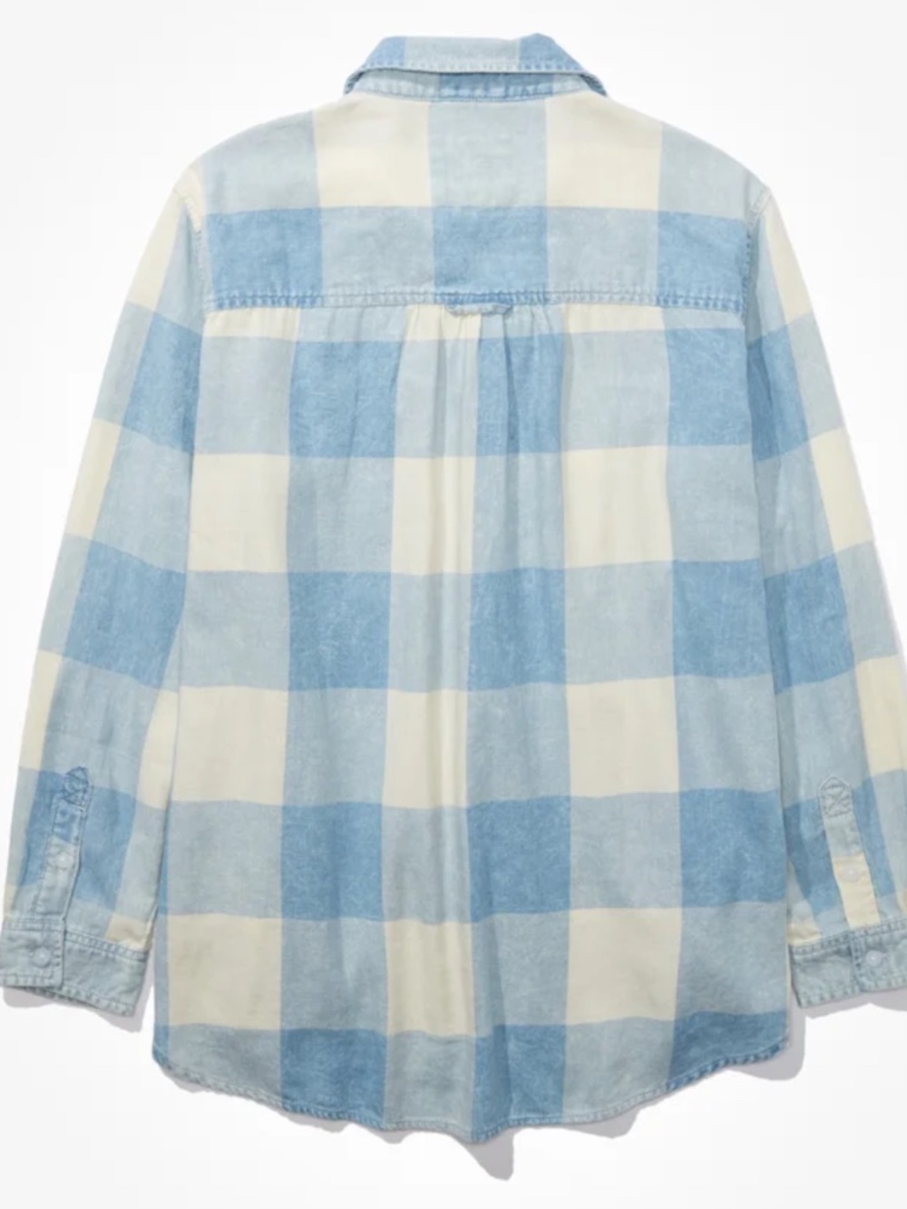 EUC American Eagle Women’s Oversized Flannel Button-Up Shirt Blue Plaid Small - Picture 3 of 10